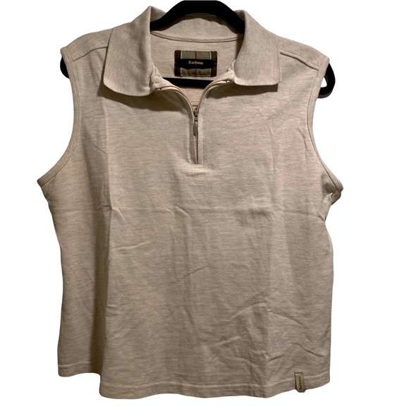 Barbour Cream Half Zip Sweater Vest - Picture 1 of 5